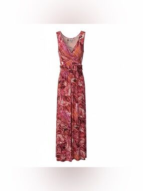 Jennifer Lopez Pink Abstract Floral Maxi Dress | V-Neck | Size XS | NWOT